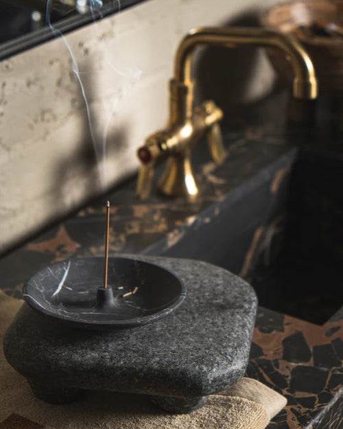 Black Nero Marquina Marble Incense Holder