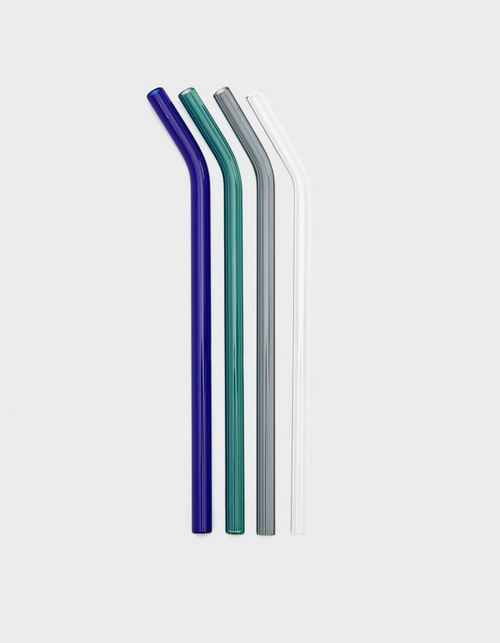 Set of 4 Glass Straws Coloured Drinking Glass Straws Jentl Jentl.